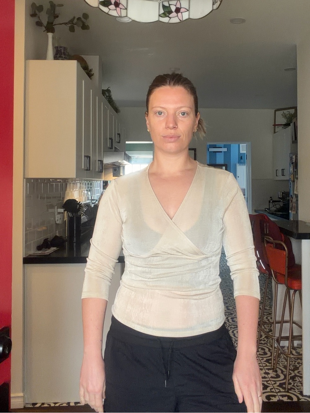 FREE with purchase! Vintage Beige V-Neck Long Sleeve Top - Picture 5 of 5